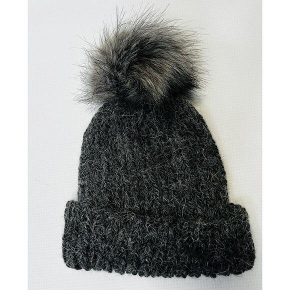 Women’s Knit Ribbed Cuff Hat Pom Beanie Light Gray - Picture 2 of 6